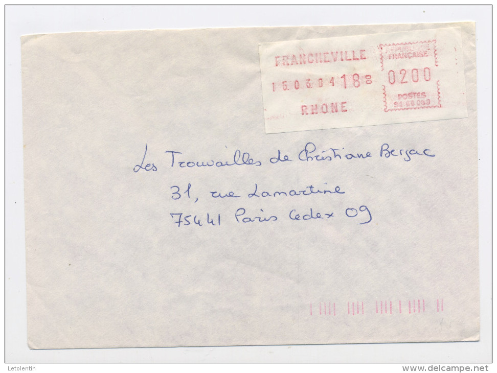 FRANCE -  -  VIGNETTE S1 69 089 SUR LETTRE À 2,00 DE FRANCHEVILLE - 1969 Montgeron – Papier Blanc – Frama/Satas