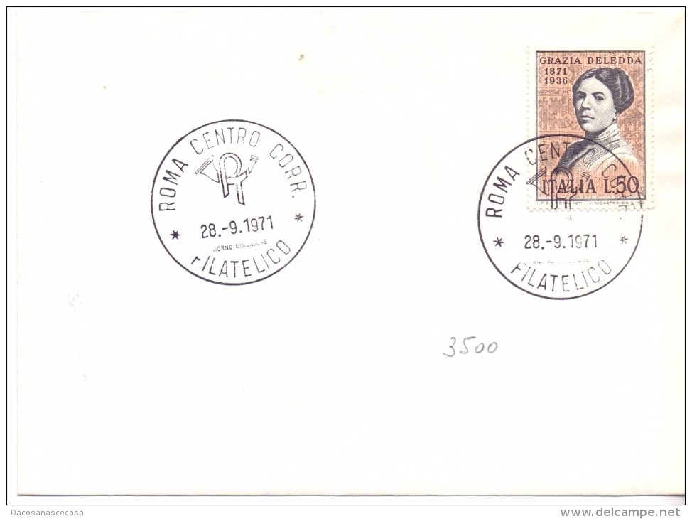 FDC ITALIA - 1971 -  CENTENARIO DELLA NASCITA DI GRAZIA DELEDDA - FDC