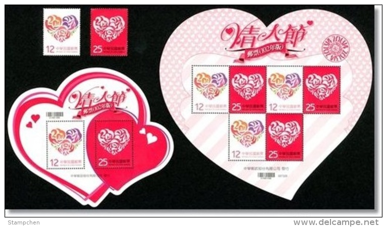 Collection Taiwan 2013 Valentine Day Stamps S/s & Mini Sheet Love Heart Rose Flower Heart-shaped Number Code Unusual - Collections, Lots & Séries