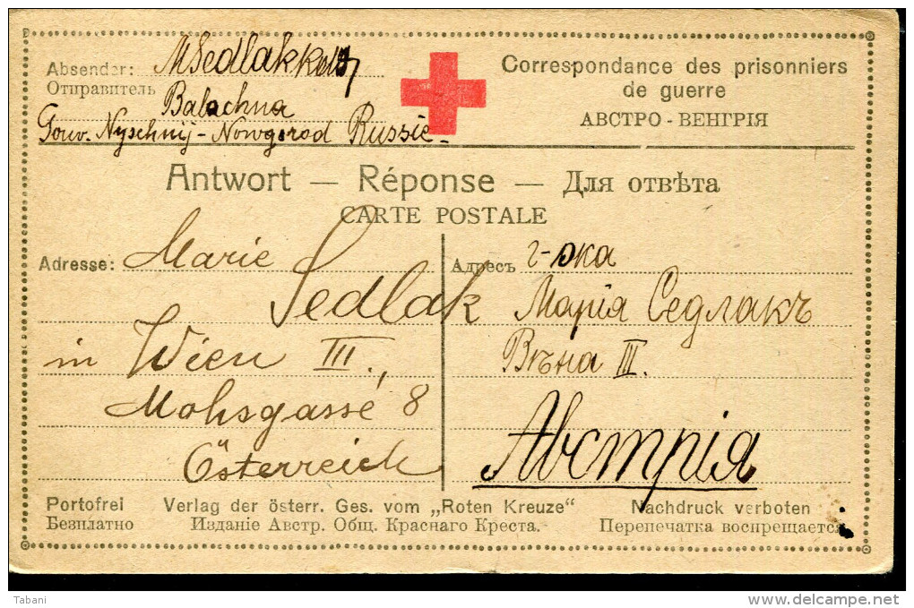 RUSSIA WWI POW CARD BALAKHNA CAMP TO WIEN RARE ! - Other & Unclassified