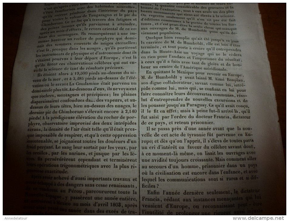 1833 LM :  Le DOME De Milan; Le Merlan; Le LAC De CÔME ; Les Trombes; M. De HUMBOLDT - Non Classés