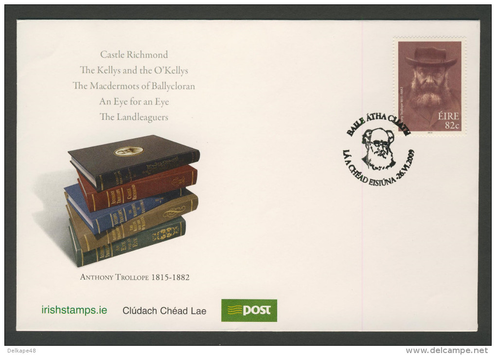 Ireland Irlande Eire 2009 FDC + Mi 1896 - Anthony Trollope (1815-1882) Victorian Writer, Surveyor’s Clerk Of Irish Post - Schrijvers