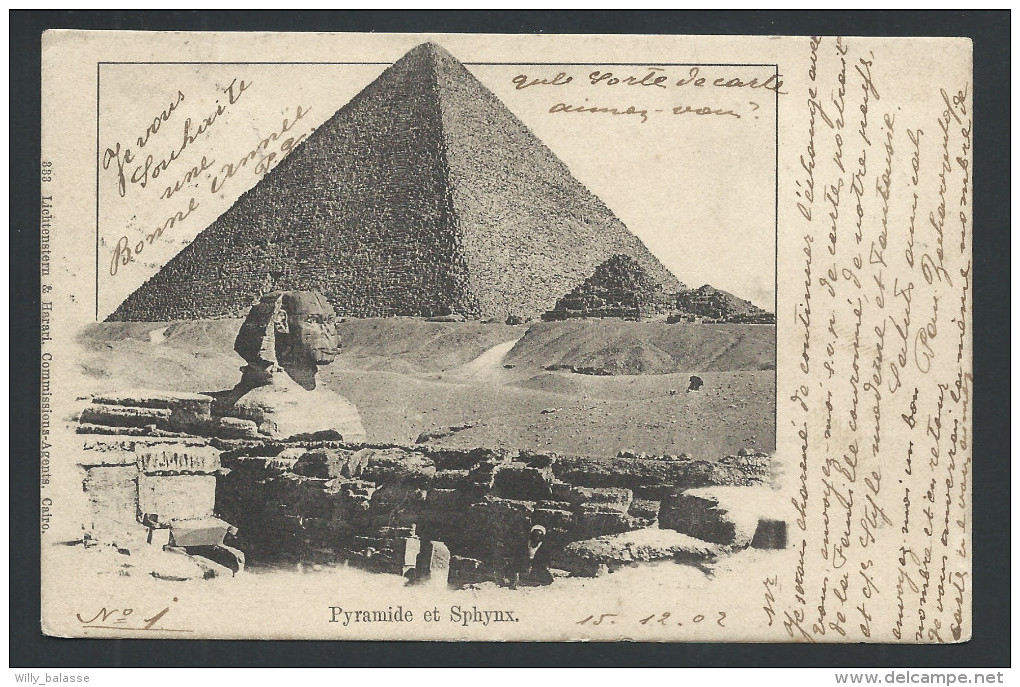 CPA - Afrique - Egypte - Pyramide Et Sphynx - Cachet Chalakan 1902   // - Gizeh