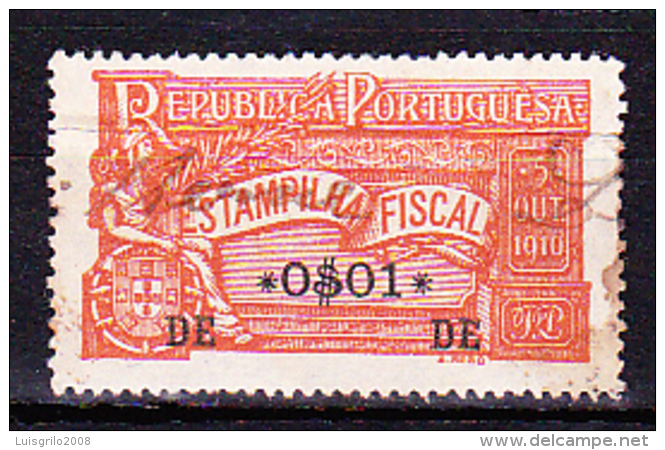 FISCAUX / REVENUES - ESTAMPILHA FISCAL / PORTUGAL - 5 OUT. 1910 - 0$01 - Used Stamps