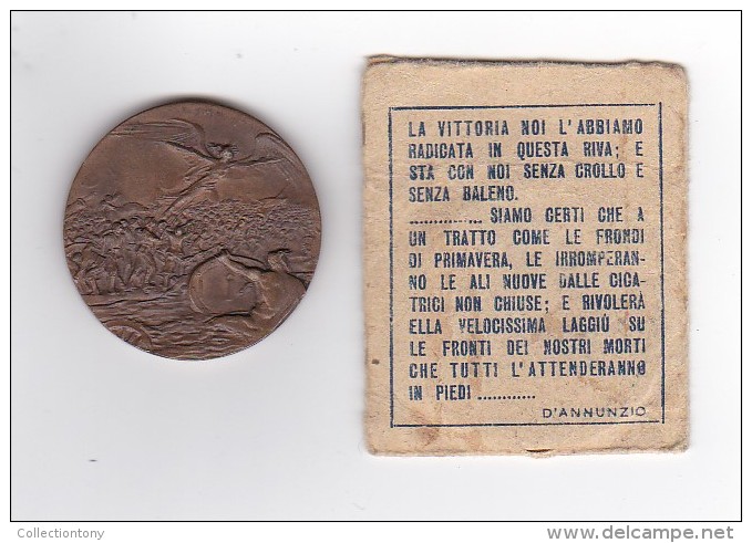 Medaglia Commemorativa - Ventennale Della Guerra - Completa Di Custodia In Cartoncino Con Scritta D'annunzio - Adel