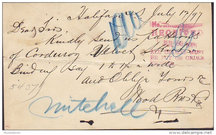 Canada Postal Stationery Ganzsache Entier 1c. Victoria Jubilee HALIFAX Nova Scotia 1897 NEW YORK USA (2 Scans) - 1860-1899 Reinado De Victoria