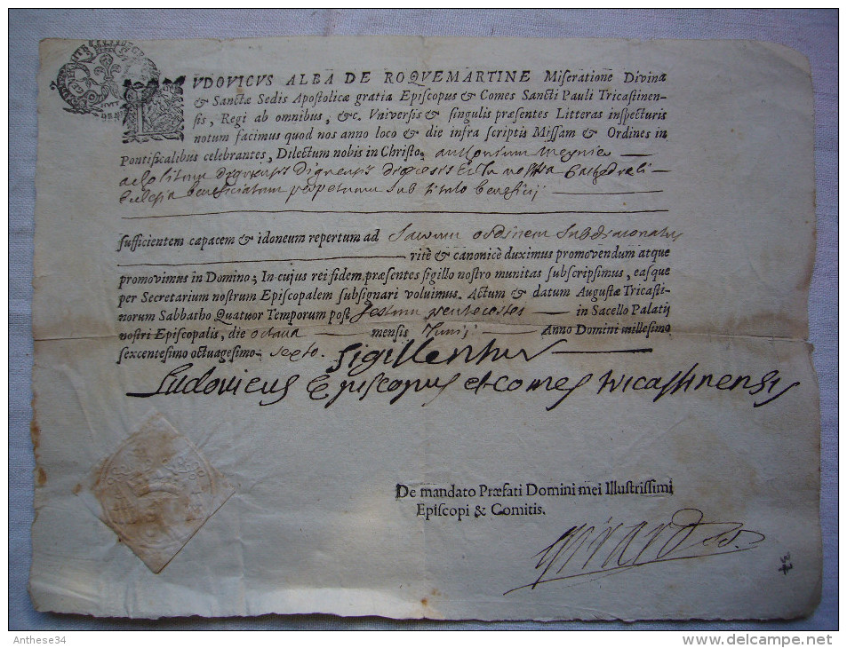 Diplôme 1780 Signé Et Contresigné Ludovic De Roquemartine Sceau à Sec - Historical Documents