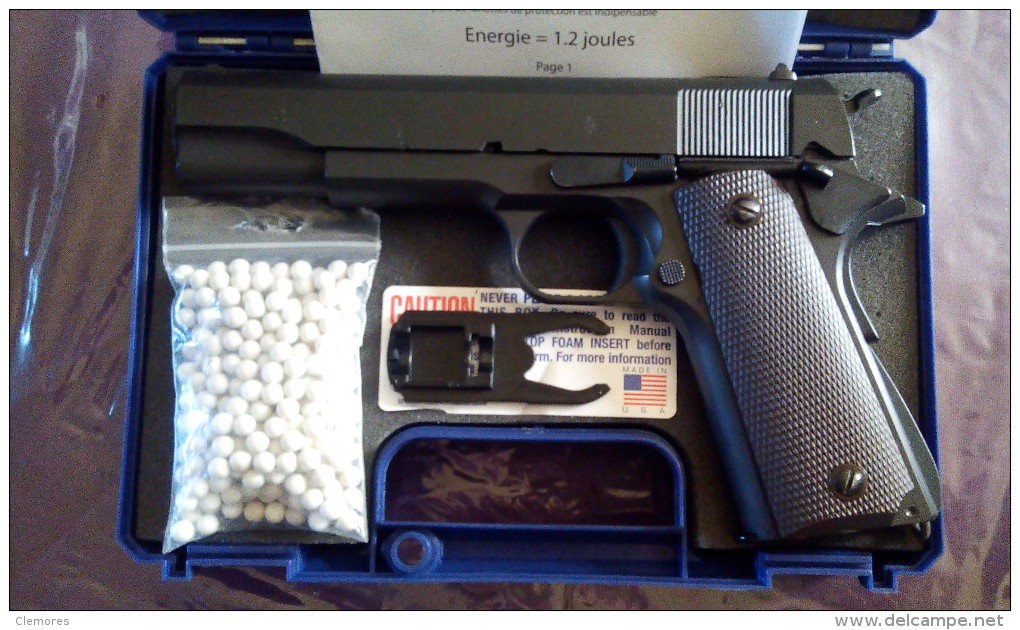 REPLIQUE AIRSOFT DE COLT 45 MODEL 1911 A GAZ BLOWBACK - Autres & Non Classés