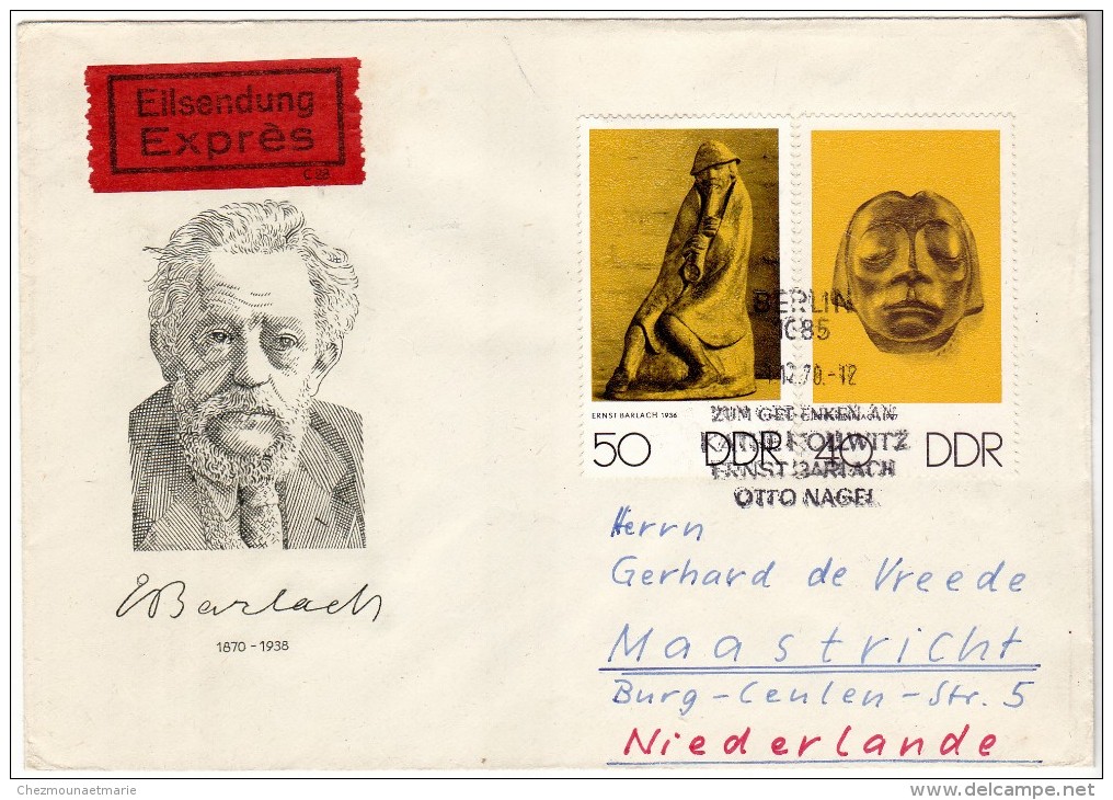 ALLEMAGNE PAYS BAS - KARL MARX STADT MAASTRICHT - EILSENDUNG EXPRES - 90P SUR ENVELOPPE - Maschinenstempel (EMA)