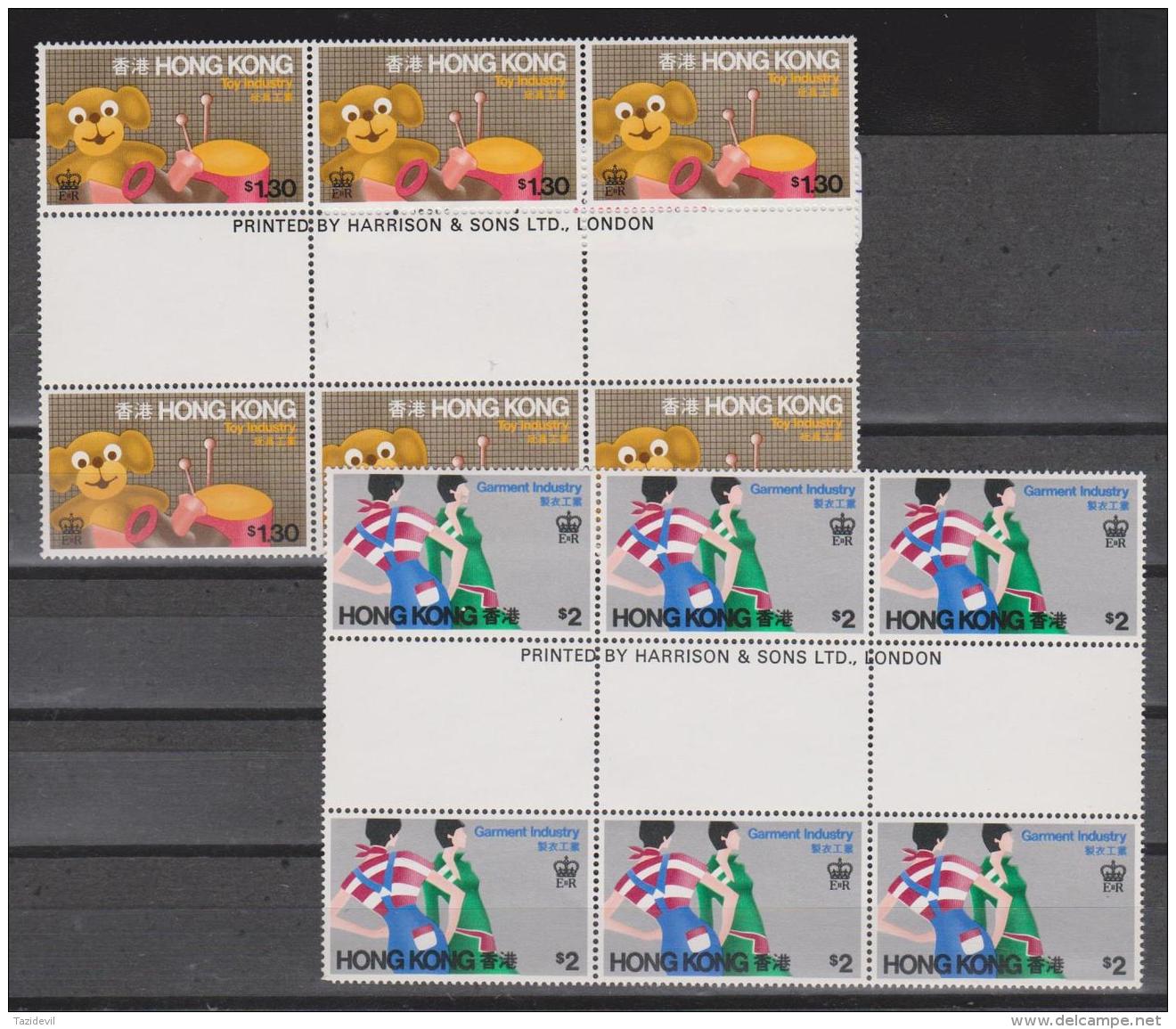 HONG KONG - 1979 $1.30 And $2.00 Industries Gutter Blocks Of Six. Scott 352, 353. MNH ** - Unused Stamps