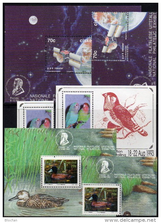 M/s EXPO 1992 Südafrika Ciskei Bl.7,8,Transkei Block 9+3xBM ** 43€ Vögel Space Philatelic Sheet Bird Bf South Africa RSA - Collections