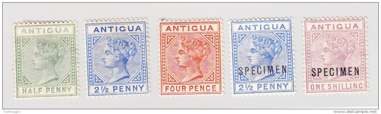 Antigua 5 Werte *  SG#21, 27, 28 Und 27s, 28s - 1858-1960 Colonie Britannique