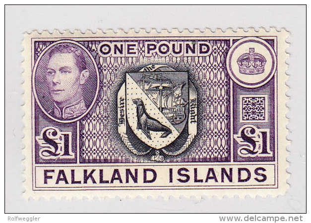 Falkland Inseln 1938 SG.#163 * 1L. Höchster Wert - Falkland