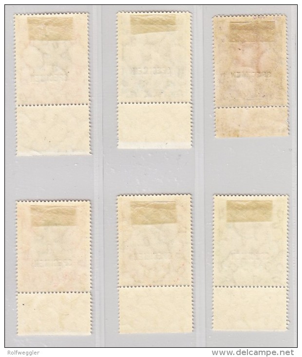 Tonga 1920/22 Lot 6 Werte SG57, 58, 60-63 Alle* Mit Bogenrand Und Aufdruck "Specimen" - Tonga (...-1970)