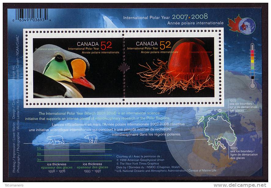 CANADA 2007-2008 IPY International Polar Year, Miniature Sheet** - Año Polar Internacional