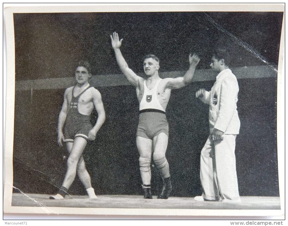 VIGNETTE JEUX OLYMPIQUES J.O BERLIN OLYMPIA 1936 PET CREMER DUSSELDORF BILD 39 LUTTE GRECO ROMAINE FRITZ SCHAFER - Trading Cards