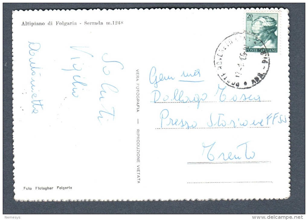 1960 ALTIPIANO DI FOLGARIA SERRADA FG V SEE 2 SCANS - Altri & Non Classificati