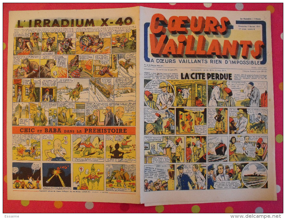 Coeurs vaillants. année 1941 complète. 52 n° pendant la guerre. 6 pages. Breysse (la cité perdue). Irradium X-40