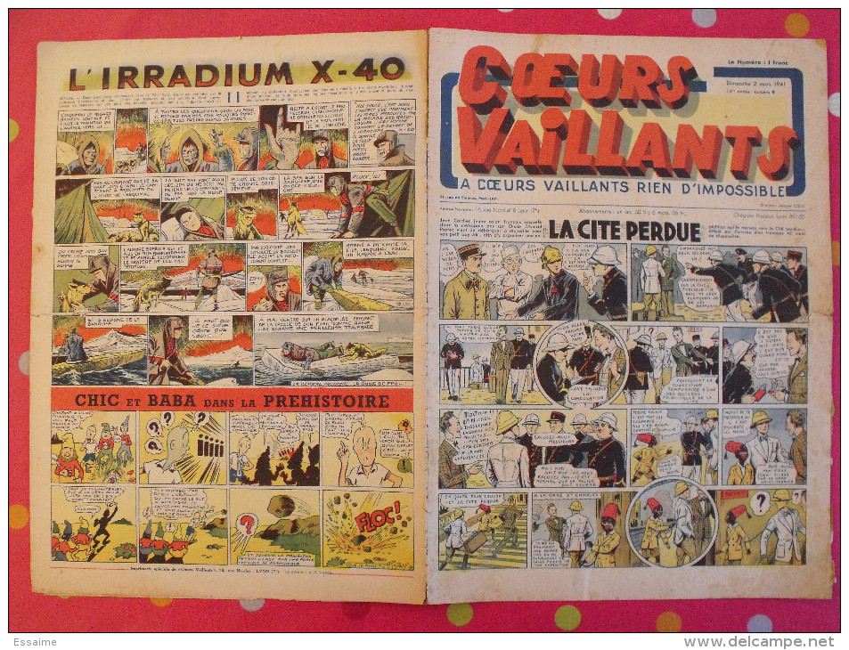 Coeurs vaillants. année 1941 complète. 52 n° pendant la guerre. 6 pages. Breysse (la cité perdue). Irradium X-40