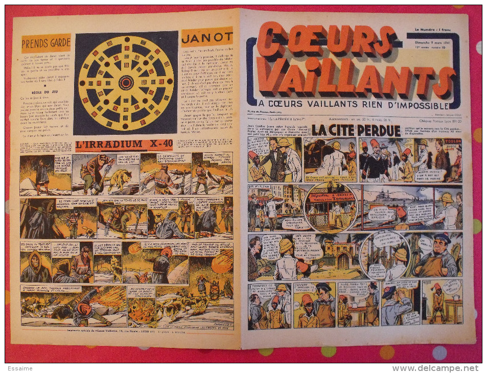 Coeurs vaillants. année 1941 complète. 52 n° pendant la guerre. 6 pages. Breysse (la cité perdue). Irradium X-40