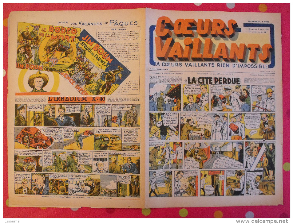 Coeurs vaillants. année 1941 complète. 52 n° pendant la guerre. 6 pages. Breysse (la cité perdue). Irradium X-40