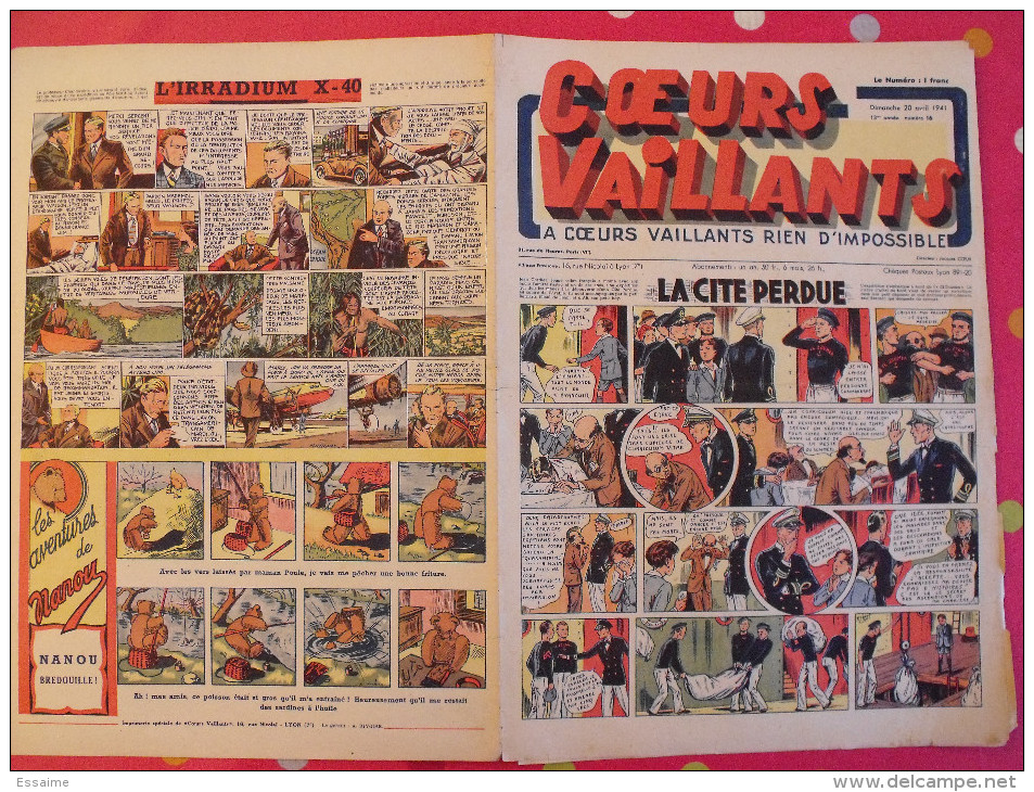 Coeurs vaillants. année 1941 complète. 52 n° pendant la guerre. 6 pages. Breysse (la cité perdue). Irradium X-40