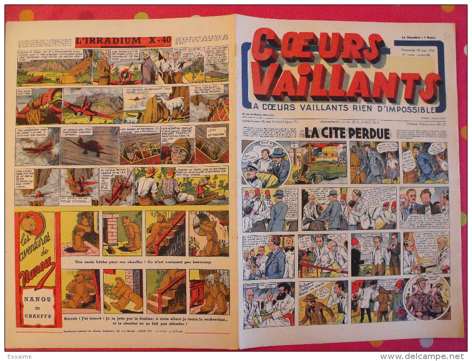 Coeurs vaillants. année 1941 complète. 52 n° pendant la guerre. 6 pages. Breysse (la cité perdue). Irradium X-40