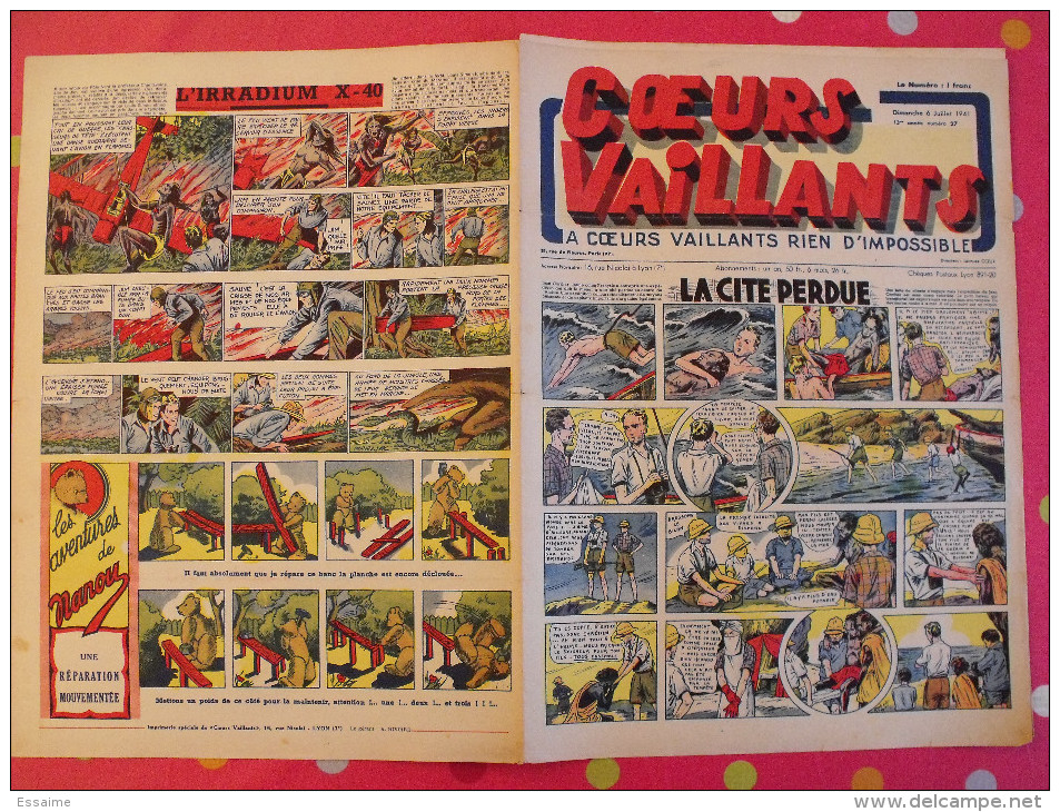 Coeurs vaillants. année 1941 complète. 52 n° pendant la guerre. 6 pages. Breysse (la cité perdue). Irradium X-40