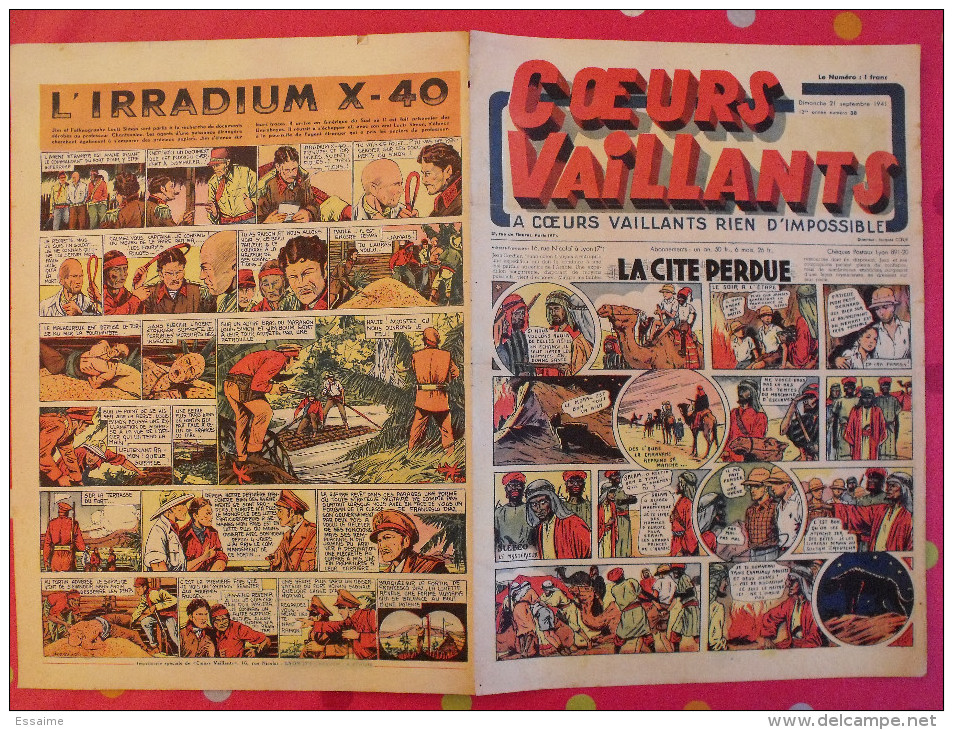 Coeurs vaillants. année 1941 complète. 52 n° pendant la guerre. 6 pages. Breysse (la cité perdue). Irradium X-40