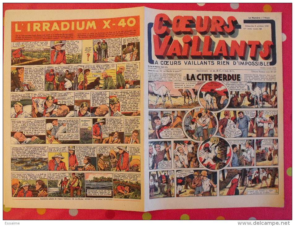 Coeurs vaillants. année 1941 complète. 52 n° pendant la guerre. 6 pages. Breysse (la cité perdue). Irradium X-40