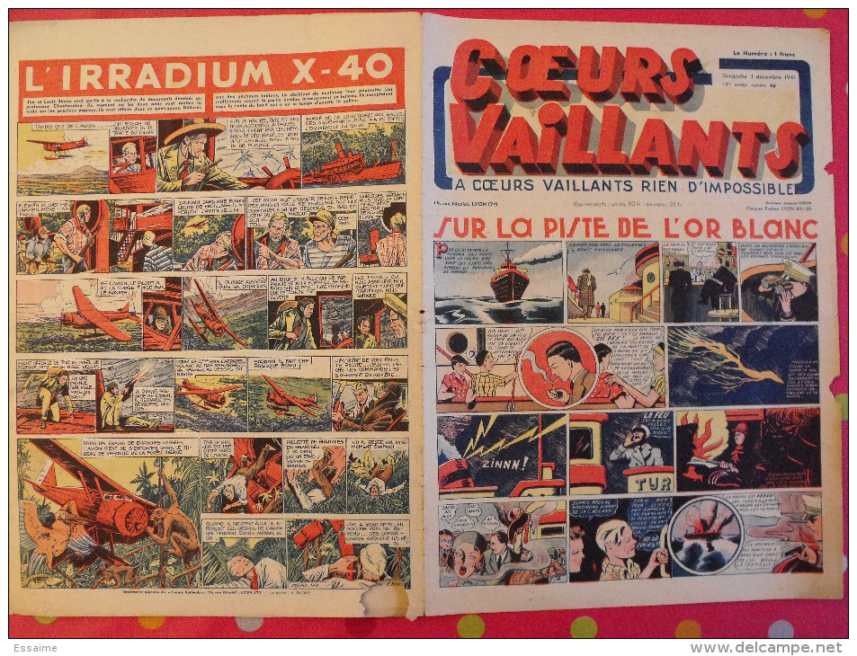 Coeurs vaillants. année 1941 complète. 52 n° pendant la guerre. 6 pages. Breysse (la cité perdue). Irradium X-40