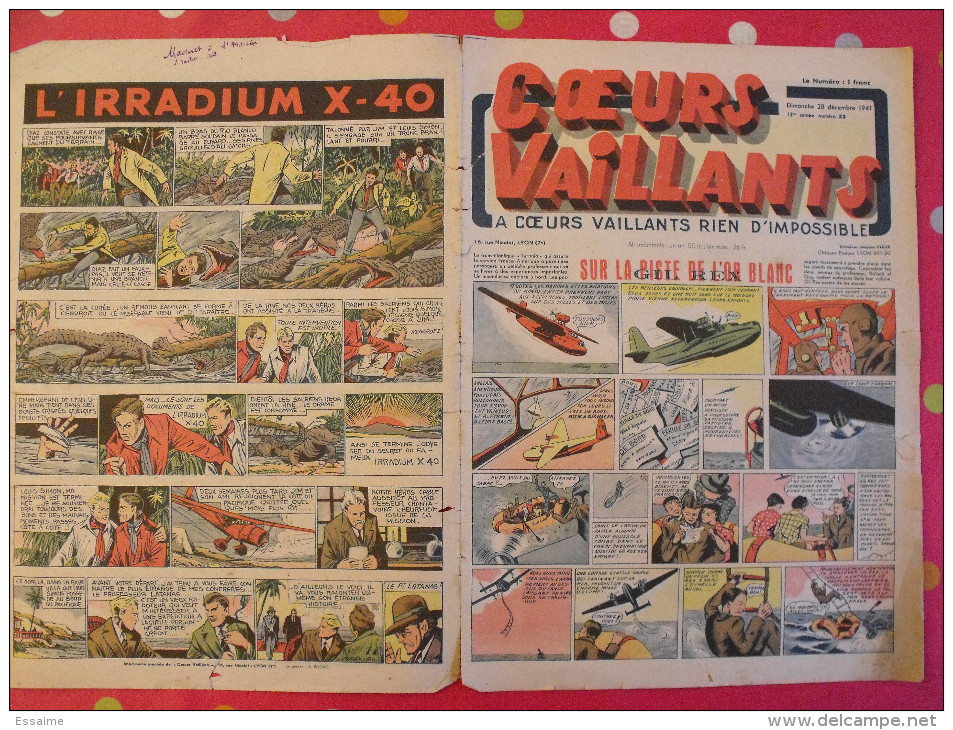 Coeurs vaillants. année 1941 complète. 52 n° pendant la guerre. 6 pages. Breysse (la cité perdue). Irradium X-40