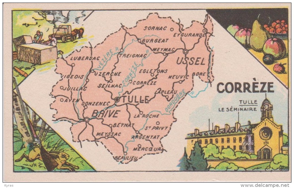 Pub Chicorée A LA BELLE JARDINIERE  Carte GEO  6.5x10.5  CORREZE  (19) - Geographie