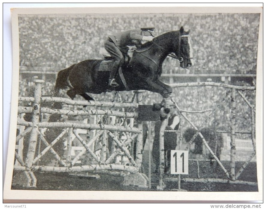 VIGNETTE JEUX OLYMPIQUES J.O BERLIN OLYMPIA 1936 PET CREMER DUSSELDORF BILD 71 KURT HASSE EQUITATION OFFICIER ALLEMAND - Trading Cards