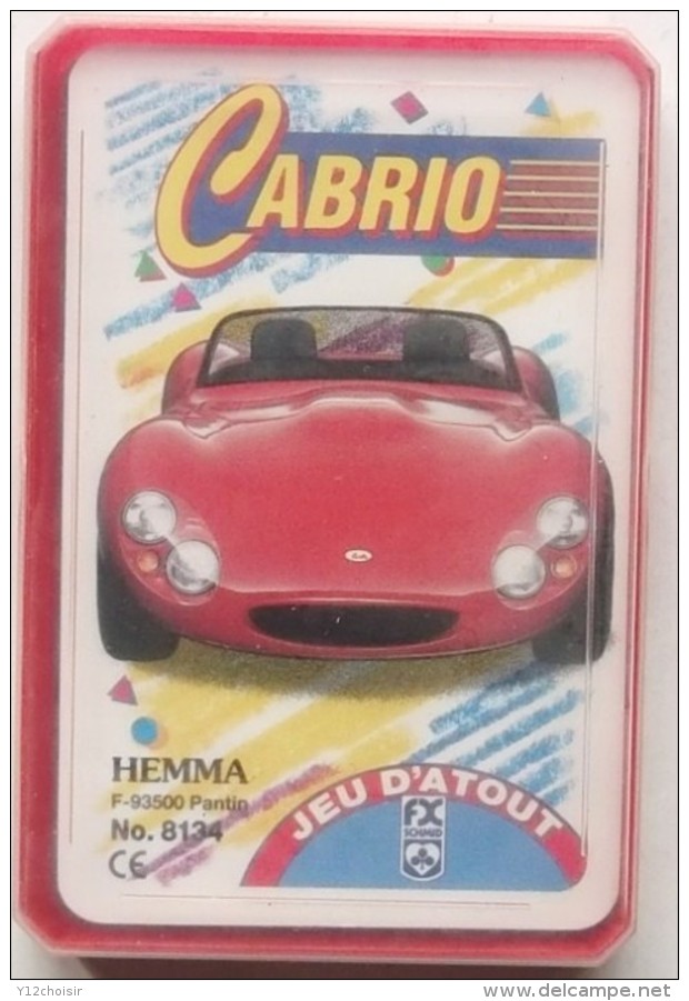 JEU DES FAMILLES 32 CARTES COMPLET AUTOMOBILES CABRIOLET LOTUS CADILLAC MERCEDES VOLVO JAGUAR TESTAROSSA PORSCHE ....