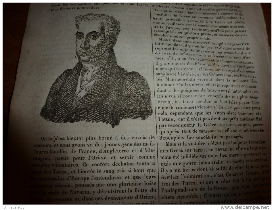 1833 LM :L'ile BARBE sur la Saône;Le Milan; SUMATRA; Hôtel des Finances de DRESDE;Pompe à FEU de Chaillot;Capo-d'Istria