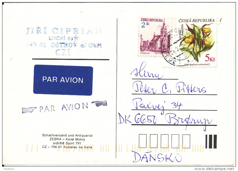 Czech Republic Chess Card Sent To Denmark 1999 Topic Stamps - Autres & Non Classés