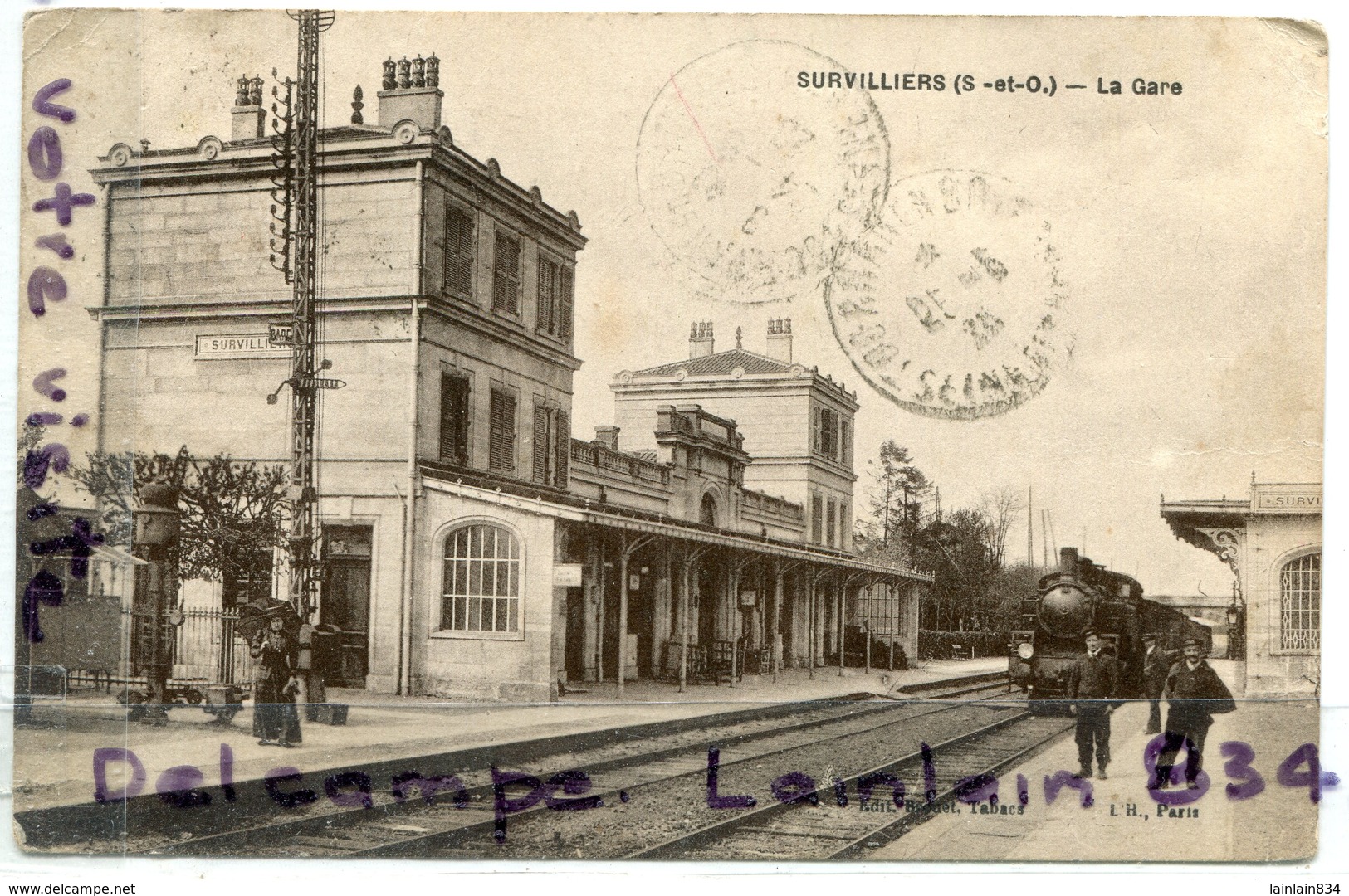 - SURVILLIERS - ( Seine Et Oise ), La Gare, Train, Locomotive, Animation, écrite, BE, Scans. - Survilliers