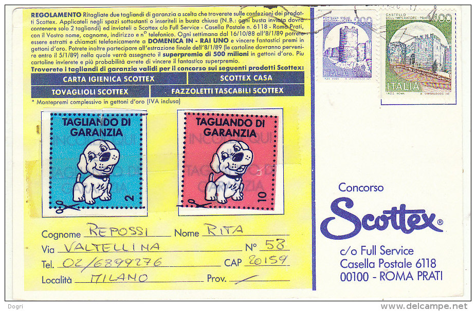 Castelli In Bobina -  Su Cartolina Viaggiata - 1981-90: Storia Postale