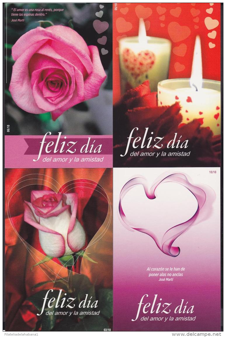 2016-EP-2 CUBA 2016 POSTAL STATIONERY. COMPLET SET. SAN VALENTIN DAY. 14 DE FEBRERO. DIA DE LOS ENAMORADOS. - Lettres & Documents