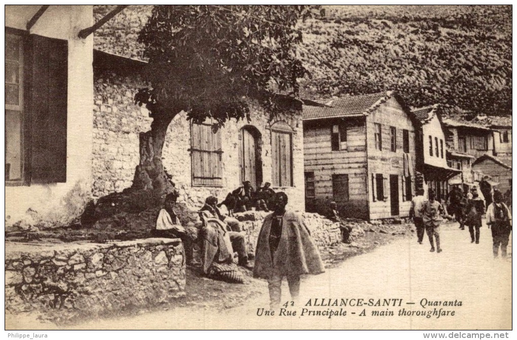 1918   ALLIANCE-SANTI - Quaranta - Une Rue Principale - Albania