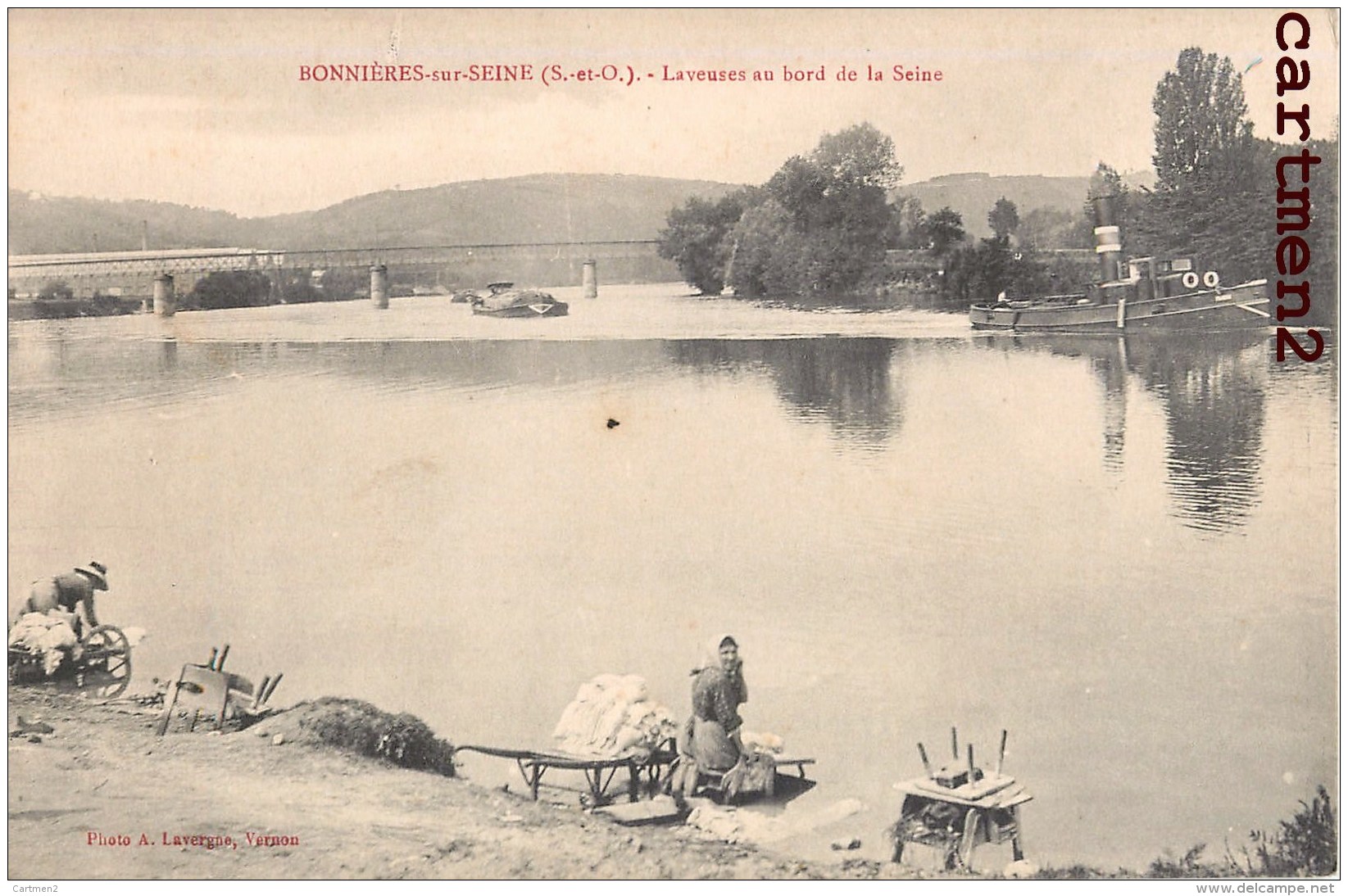 BONNIERES-SUR-SEINE LAVEUSES AU BORD DE LASEINE LAVANDIERE LESSIVEUSE 78 YVELINES - Bonnieres Sur Seine