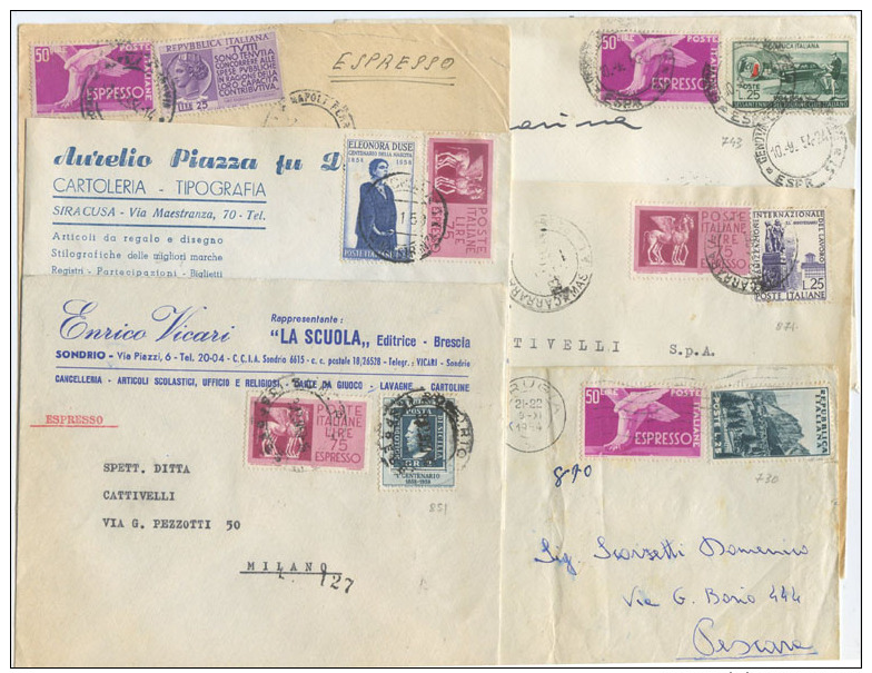 1953-1959 ESPRESSI + COMMEMORATIVI SINGOLI 6 DIFFERENTI  (6752) - 1946-60: Storia Postale