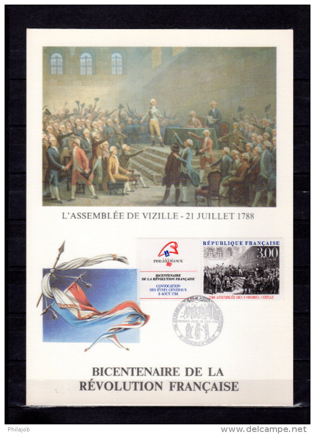 FRANCE 1988 : 2 Encarts 1er Jour En Soie N°té Rares " BICENTENAIRE DE LA REVOLUTION " N° YT 2537 38. Parfait état. FDC - Franz. Revolution