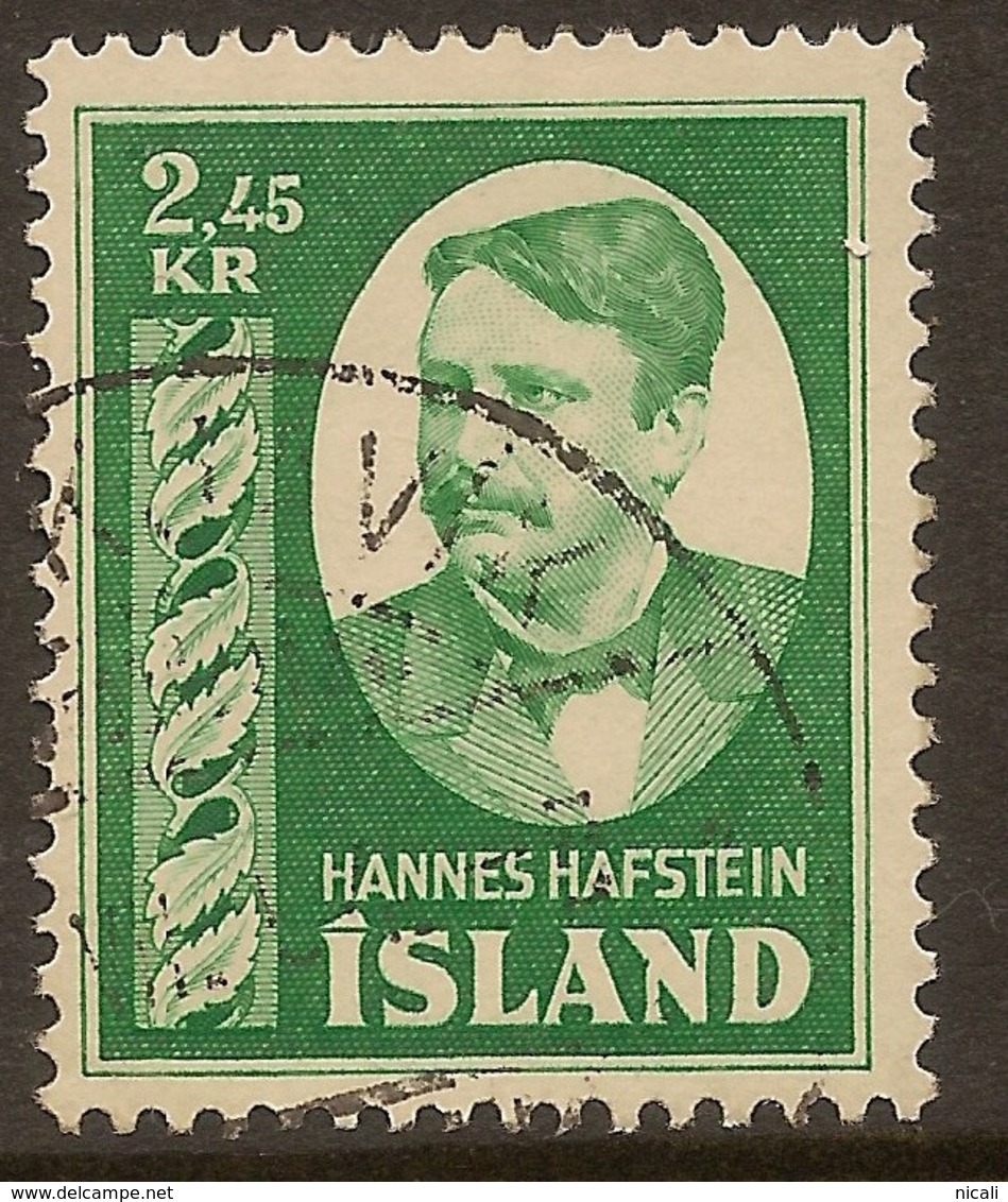 ICELAND 1954 2k45 Hafstein SG 326 U #TZ147 - Used Stamps