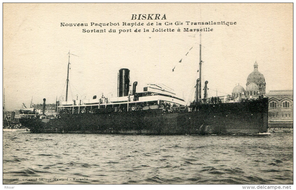 MARSEILLE(BOUCHES DU RHONE) BATEAU PAQUEBOT BISKRA - Vieux Port, Saint Victor, Le Panier