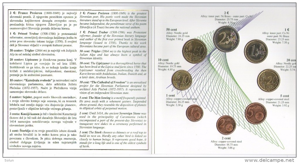 SLOVENIJA EVRO KOVANCI SLOVENIA EURO COINS 2007 FRANCE PRESEREN - Slovenia