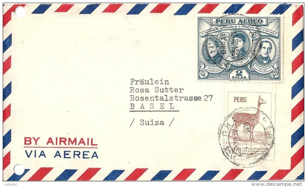 Airmail Brief  Trujillo - Basel             1951 - Peru