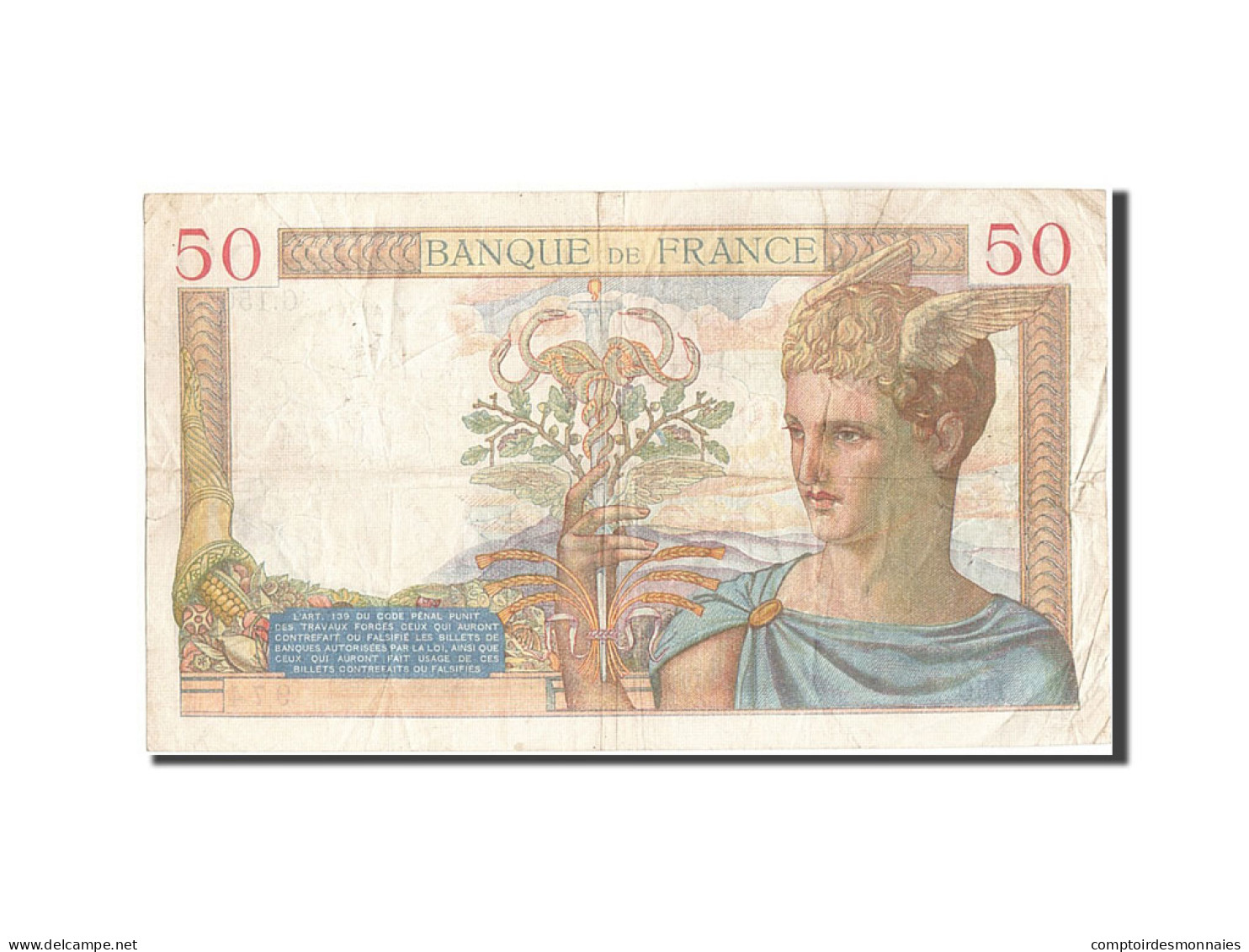 Billet, France, 50 Francs, 50 F 1934-1940 ''Cérès'', 1934, 1934-12-27, TB+ - 50 F 1934-1940 ''Cérès''