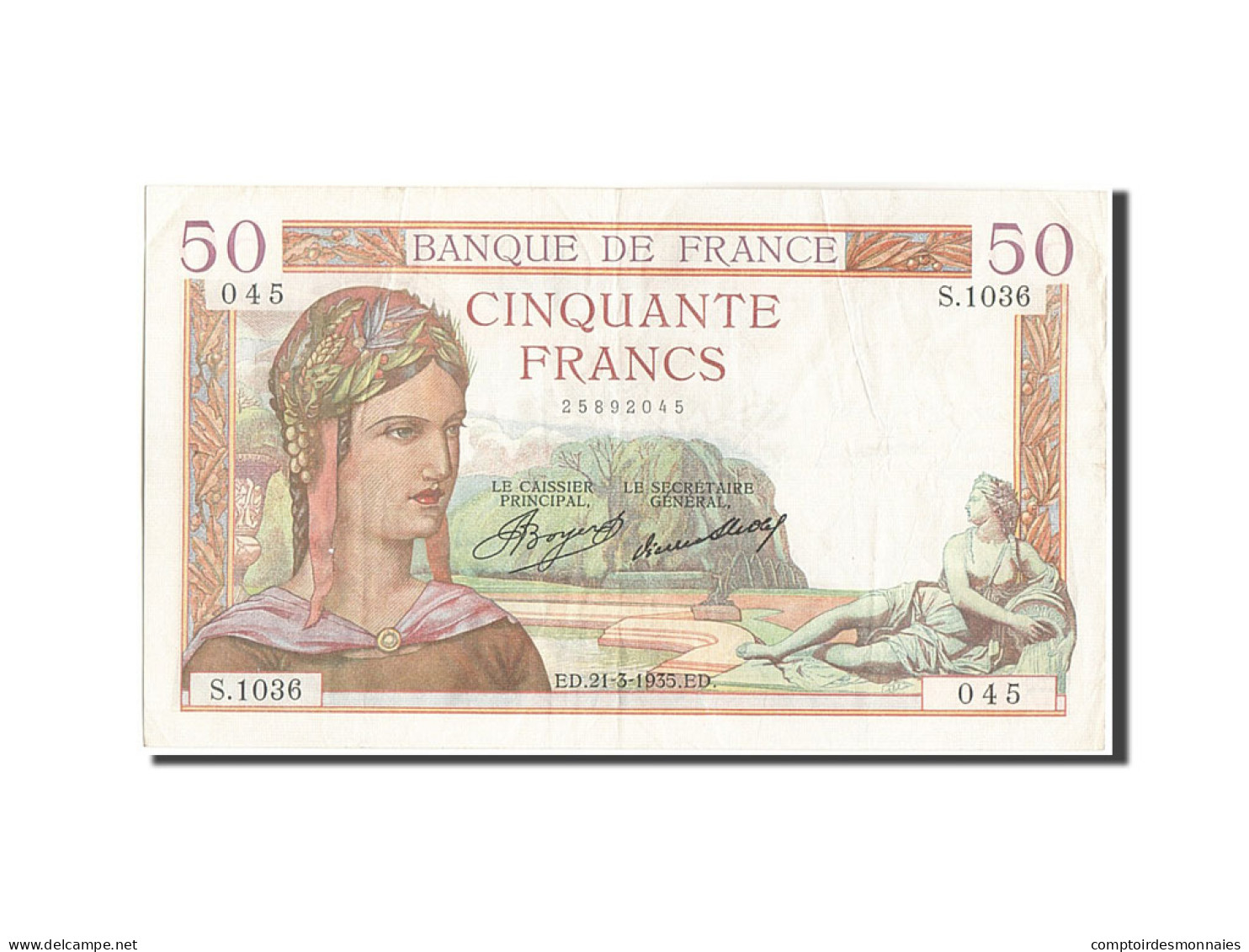 Billet, France, 50 Francs, 50 F 1934-1940 ''Cérès'', 1935, 1935-03-21, TTB - 50 F 1934-1940 ''Cérès''